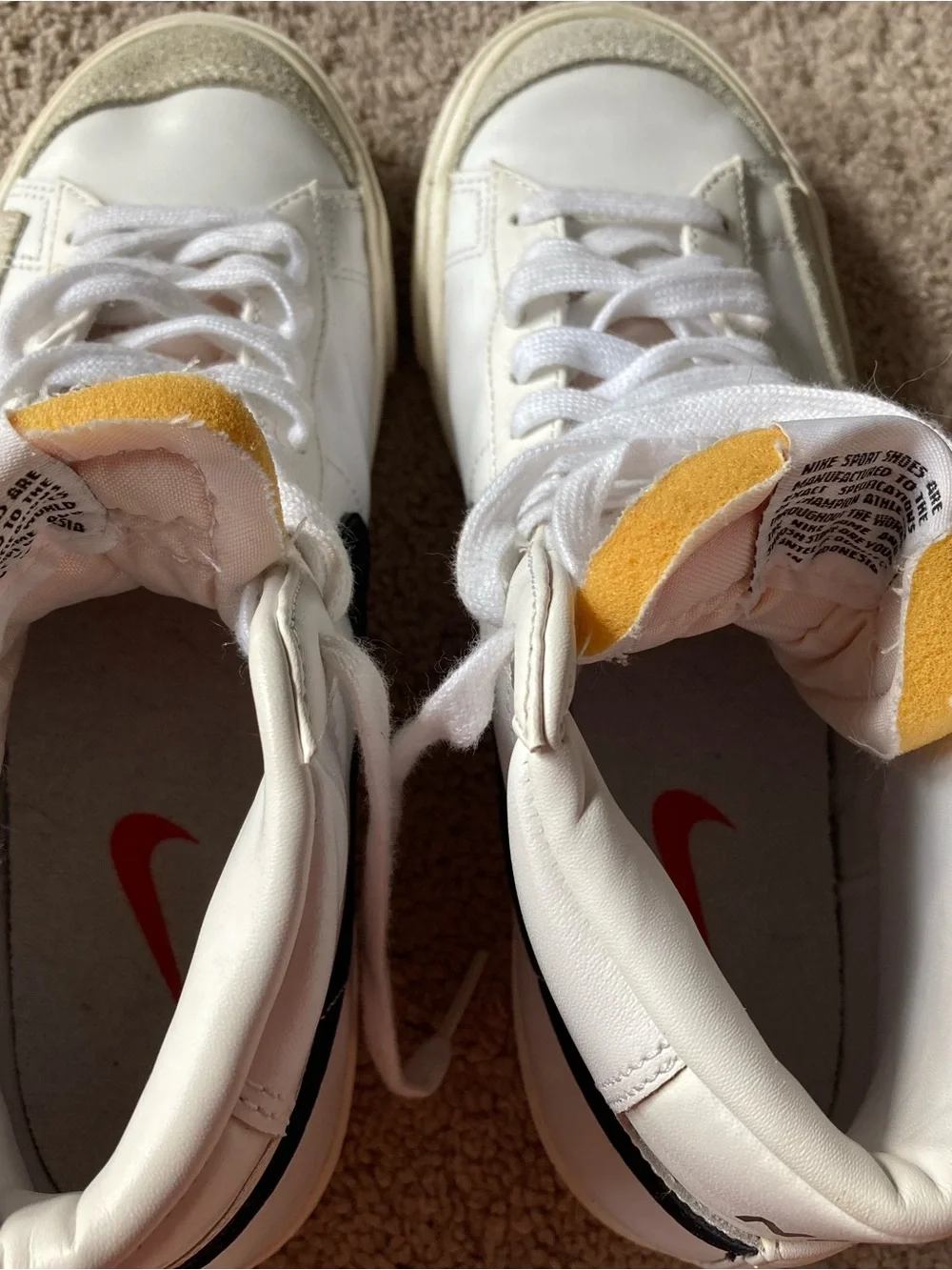 Nike Women’s White High-Top Sneakers with Black Swoosh - Picture 9 of 13